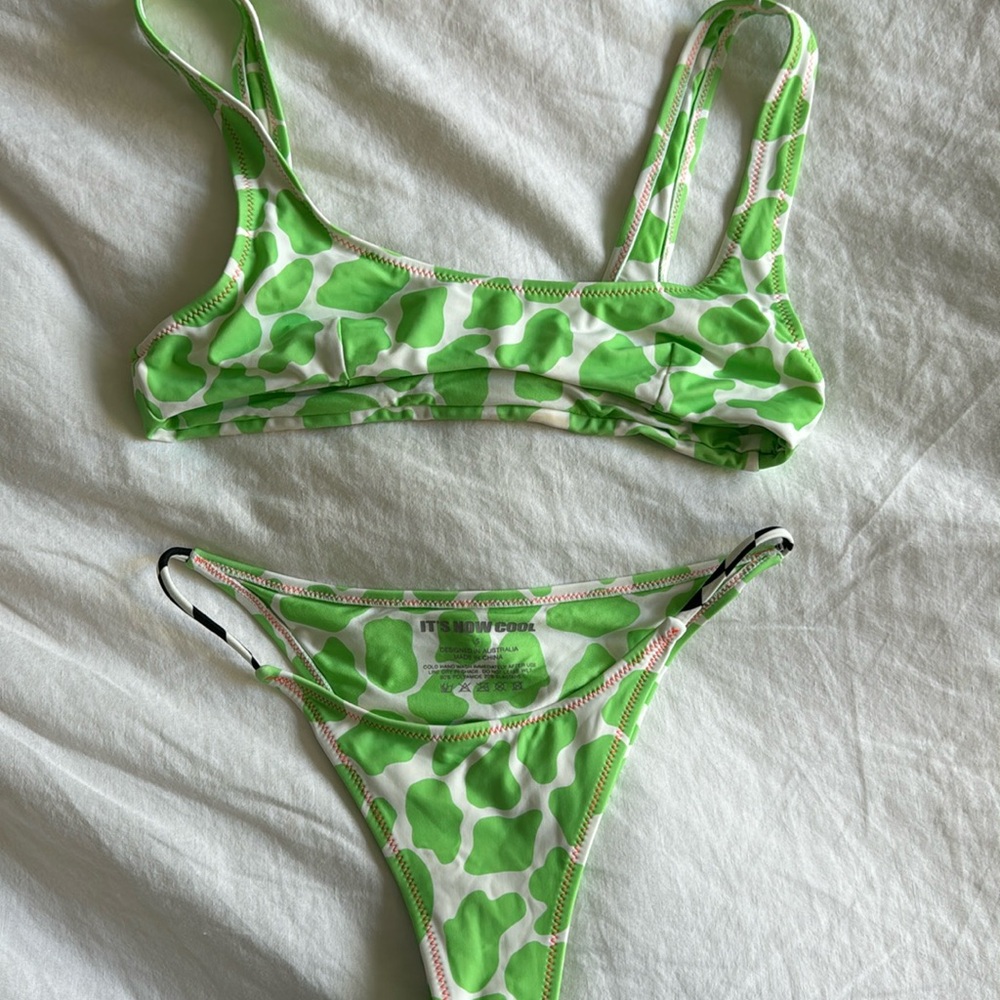 It’s Now Cool Green Cow Print Bikini